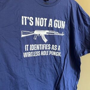 My gun identifies as a wireless hole punch shirt funny fun tee for him